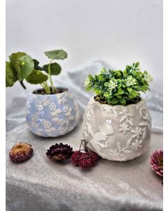 Duo de 2 pots à plantes avec fausse plantes
