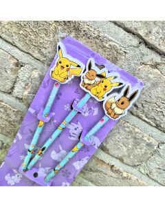 Set de 3 Crayons avec Topper Pokemon